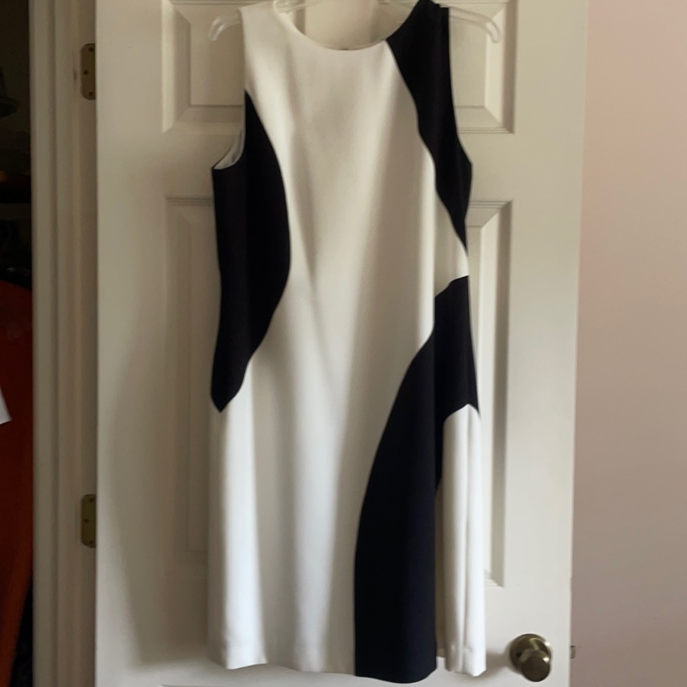 Dressy sheath black and white dress